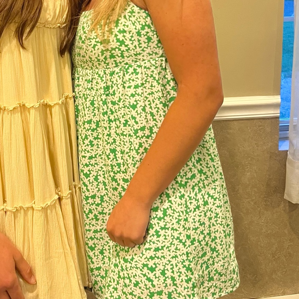 Green and white dress